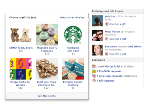 DisplayMedia (2) Facebook Launches Gift Service, Facebook Gifts