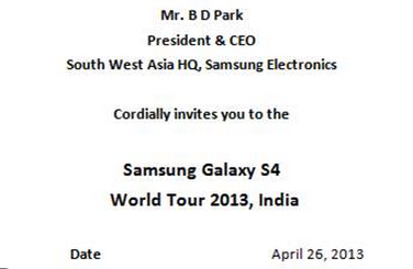 Samsung Galaxy S4 to Launch in India on April 24