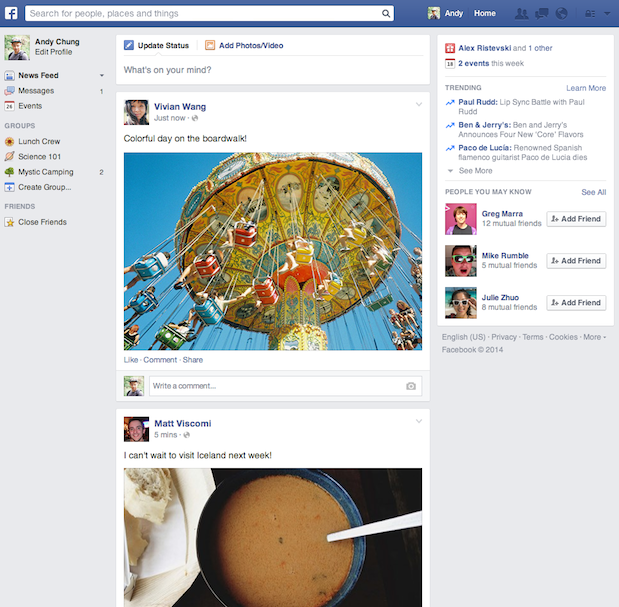 Facebook new design