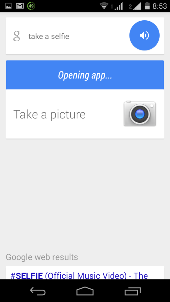 Google Now Selfie command