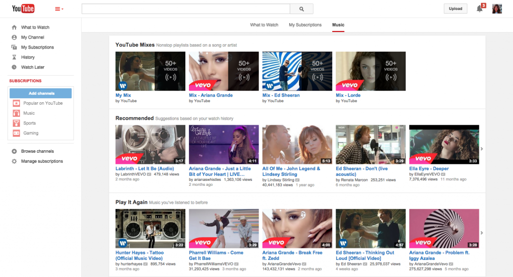 YouTube new home page
