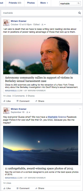 Facebook search profile