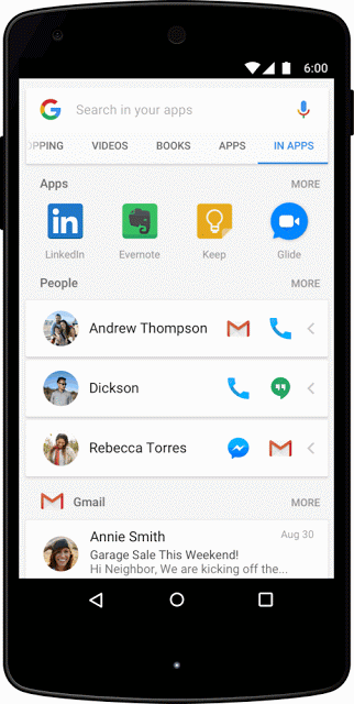 IN app search Google