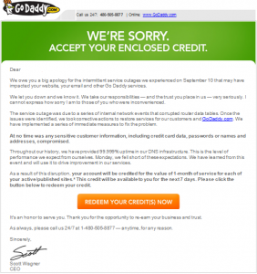 GoDaddy Offering One Month Hosting For Downed Websites