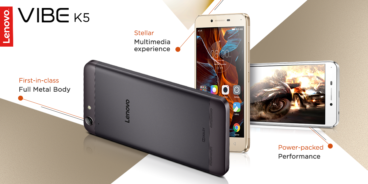 Lenovo launches Vibe K5 with 5-inch Display, Snapdragon 415 Soc in India at 6999