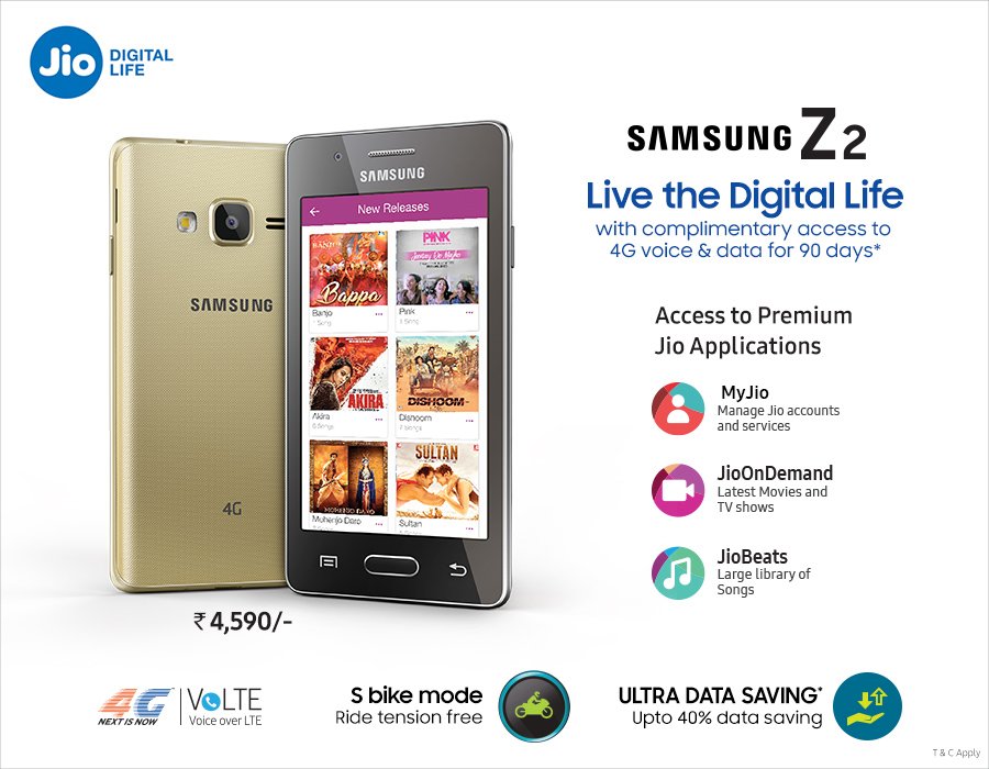Samsung Z2 With 4G LTE, Tizen OS Launched for Rs. 4590