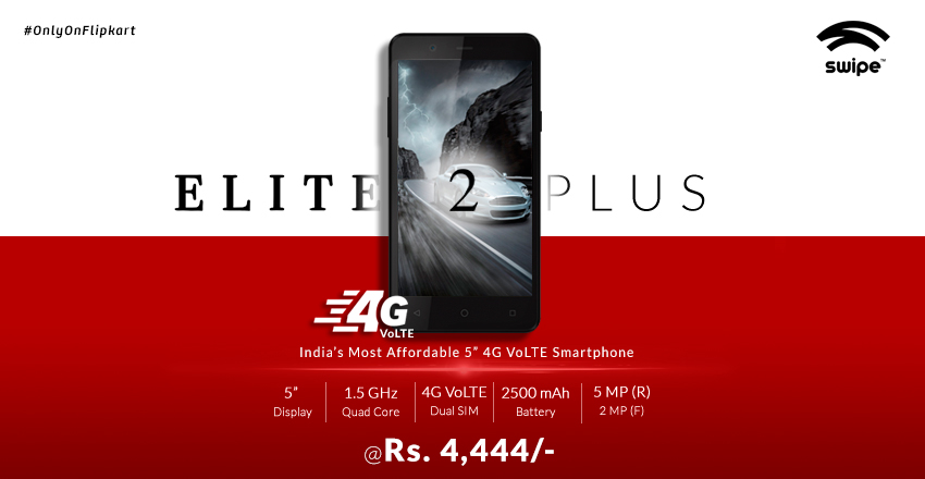Swipe Elite 2 Plus With 5-inch Display, 4G VoLTE Launched for Rs. 4444
