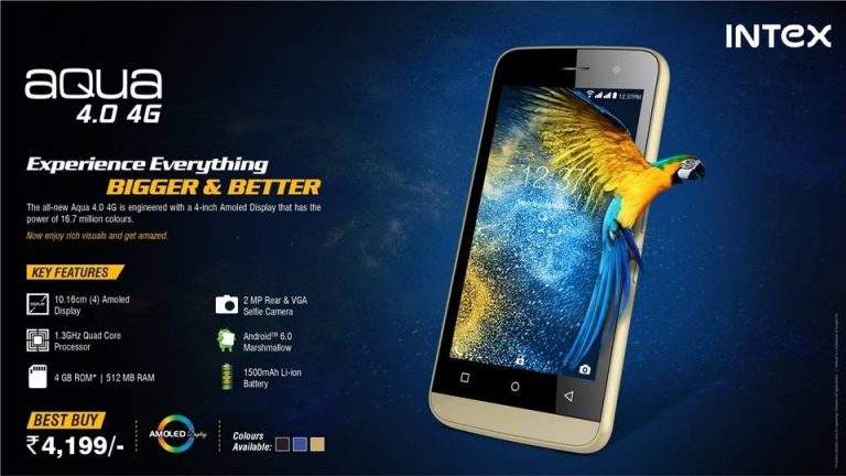 Intex Aqua 4.0 4G and Aqua Young 4G with VoLTE launched for Rs. 4199 and Rs. 5849
