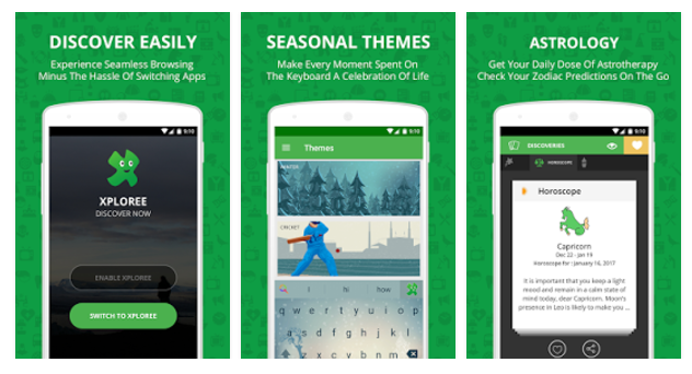 Xploree keyboard integrates Zomato to allow you search restaurants and order foods