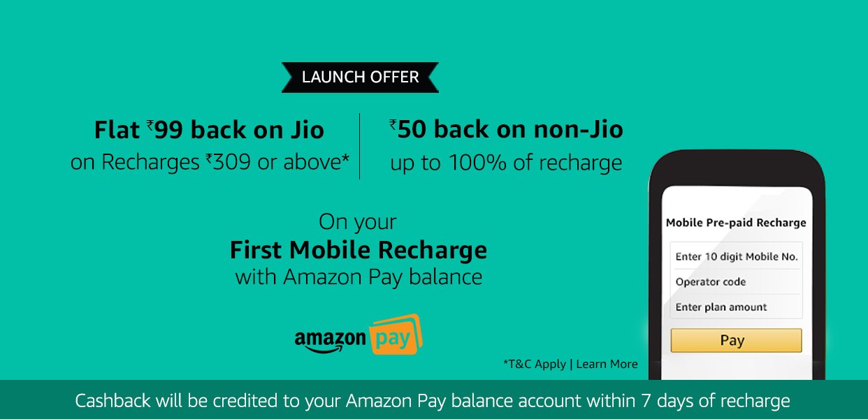 Now you can recharge your mobile phone on Amazon.in