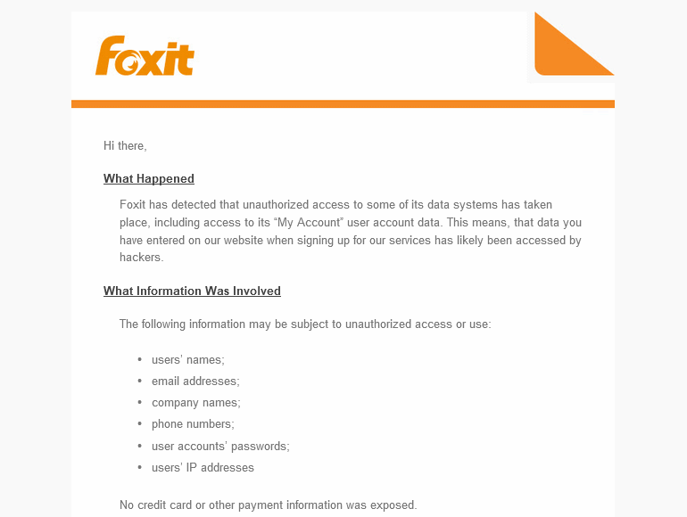Foxit PDF Software Company Confirms Data Breach