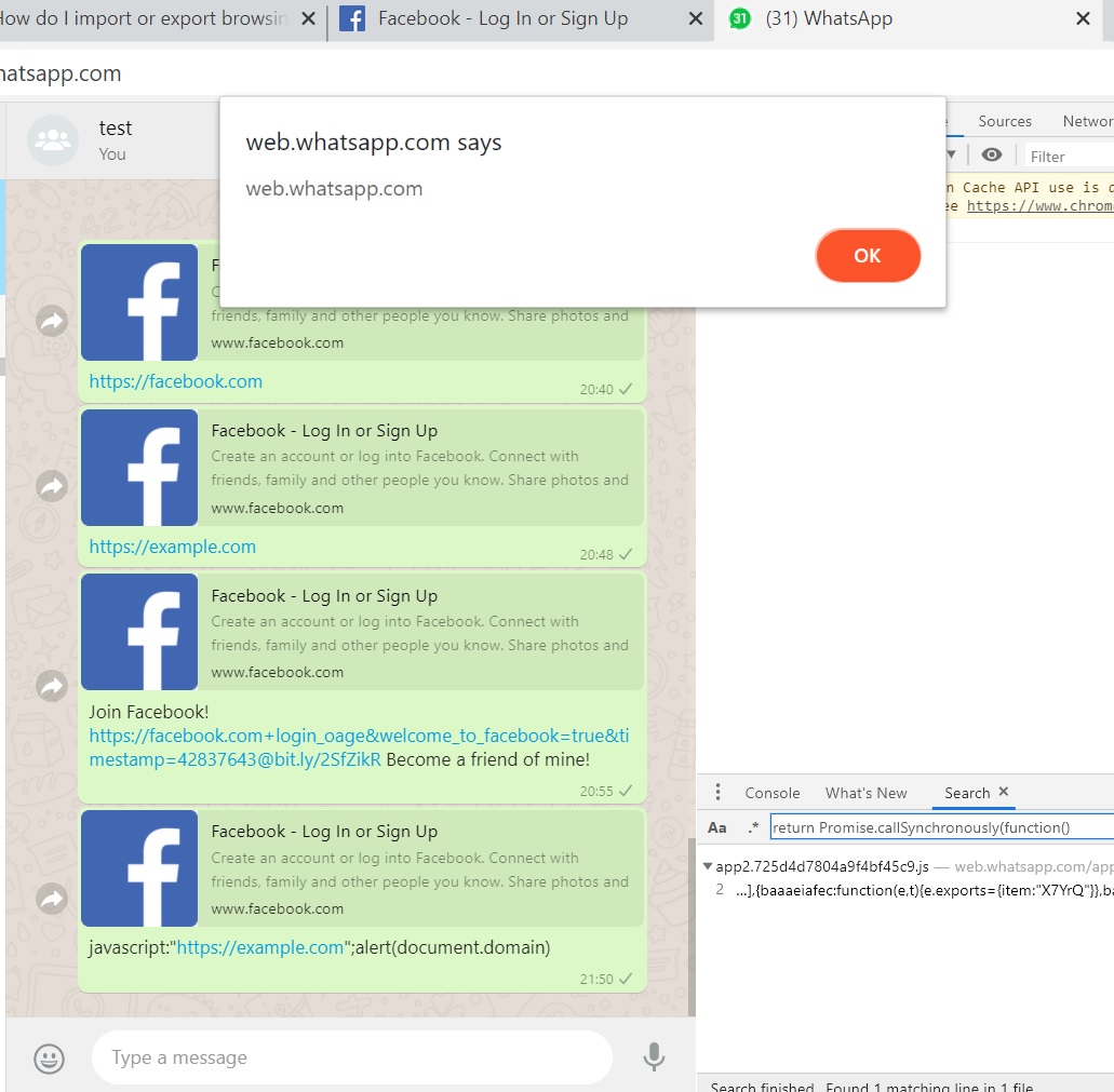 WhatsApp XSS bug