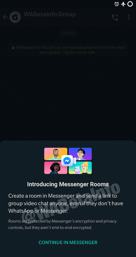 WhatsApp Beta Gets Messenger Rooms Integration