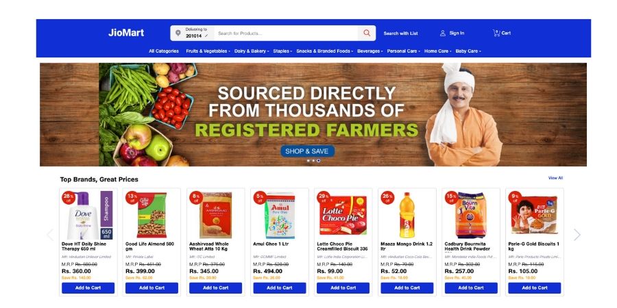 JioMart online grocery service launched in 200 towns across India