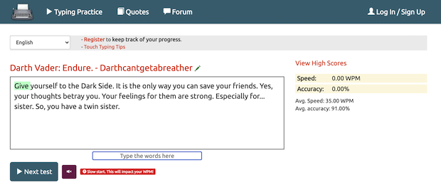 free typing test online wpm