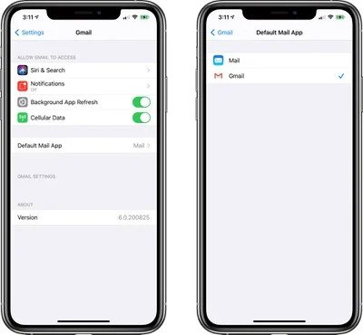 Gmail as the default email app