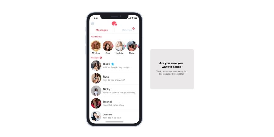 Tinder now asks users if they really want to send offensive message