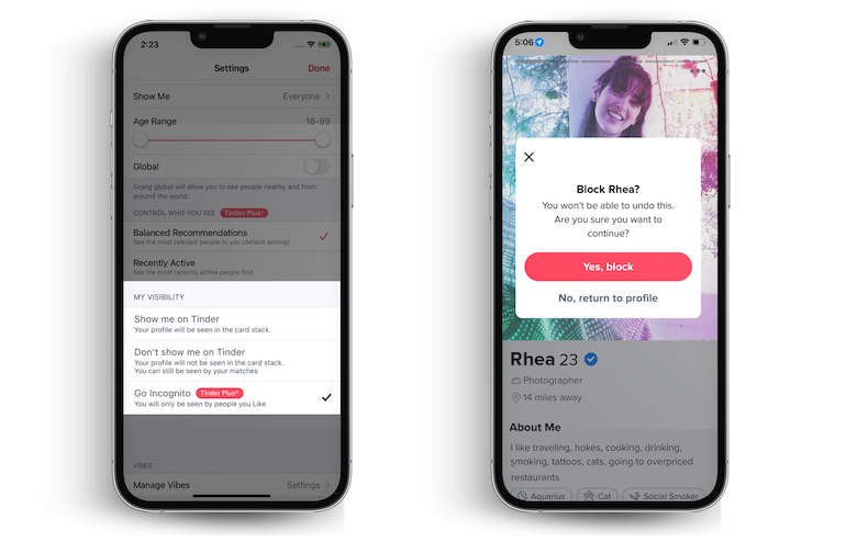 Tinder Safety features