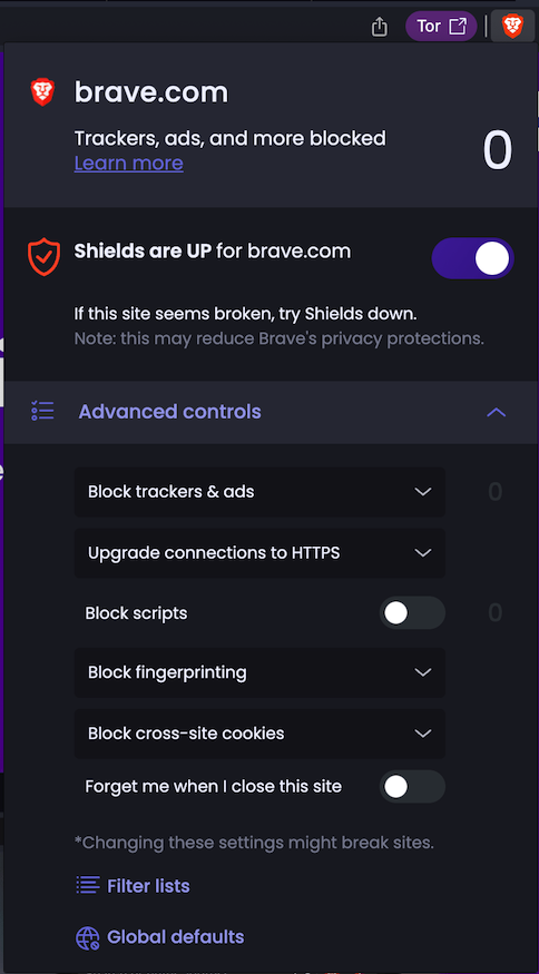 Forgetful Browsing Brave
