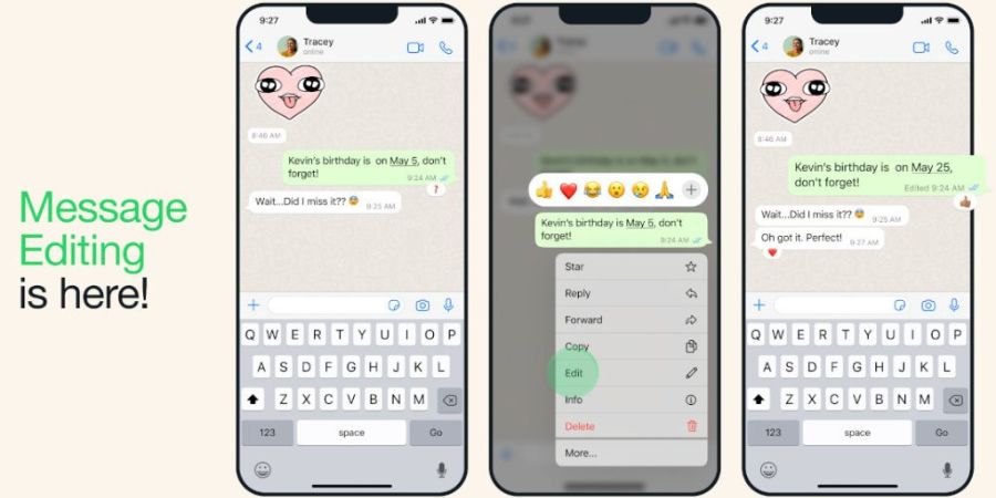 WhatsApp now lets you edit messages after sending