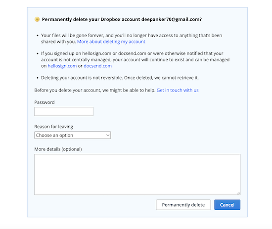 How to Delete Dropbox Account