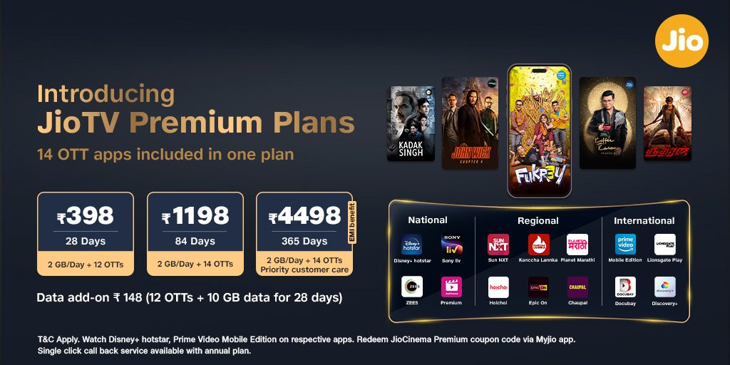 JioTV Premium Plans