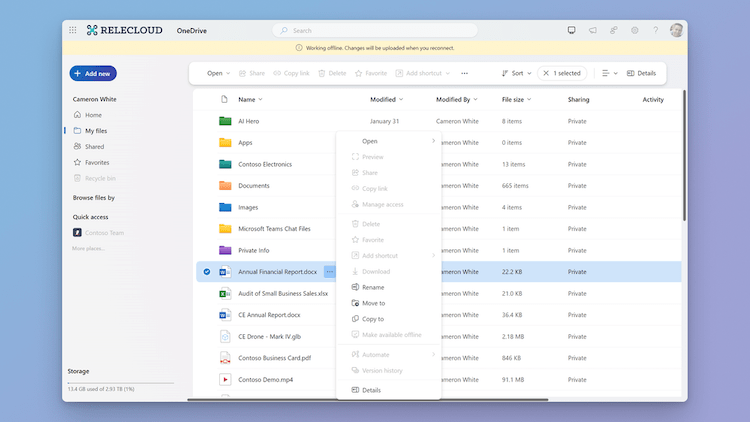 OneDrive for the web