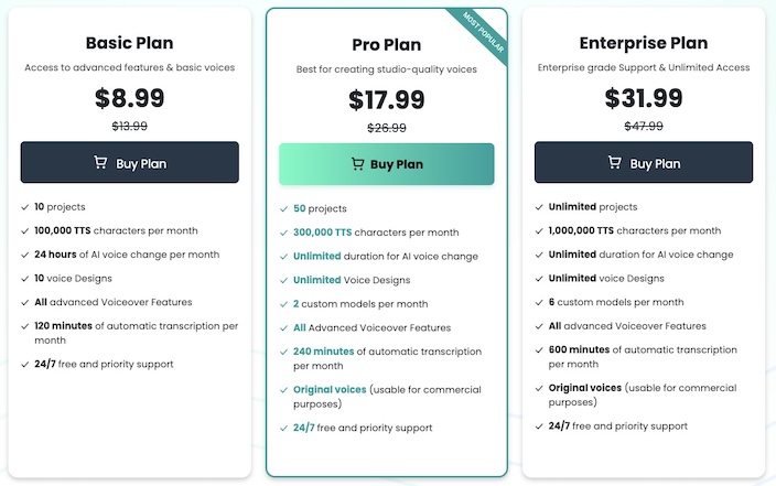 FineVoice Pricing