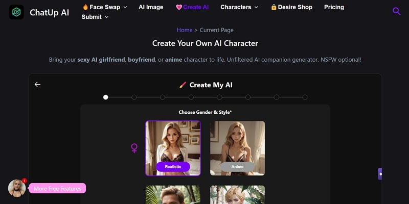 nsfw image generation with chatup