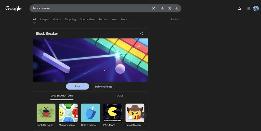 Google Block Breaker