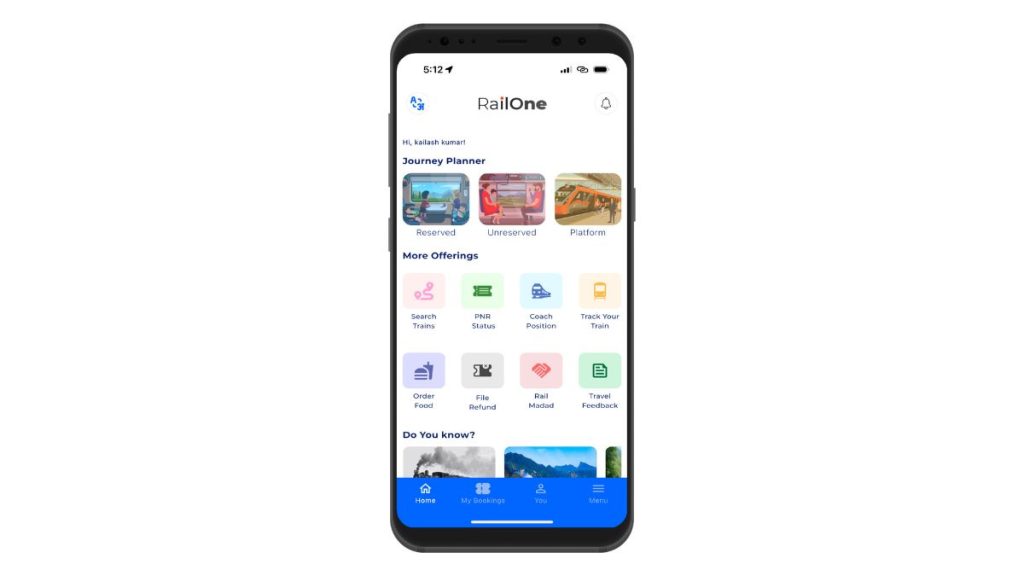 RailOne App Launched
