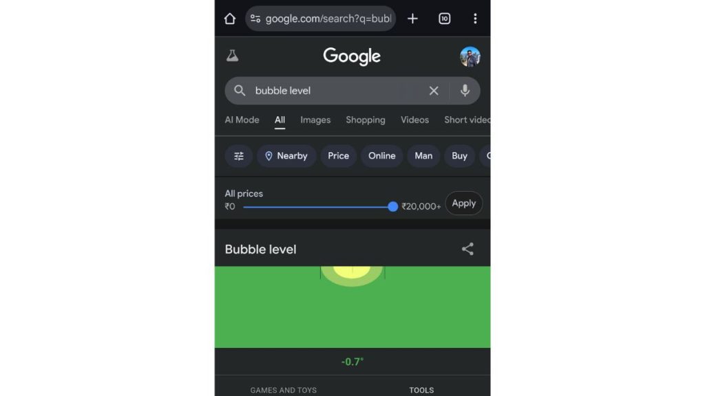 Google's Bubble Level