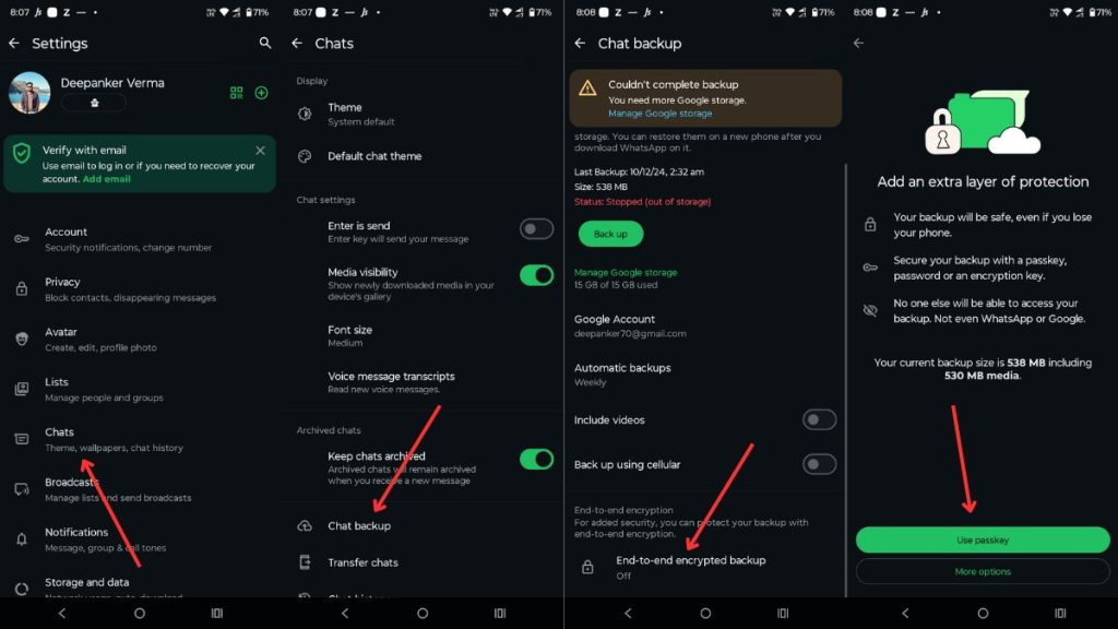 Enable End-to-End Encrypted Backups on WhatsApp