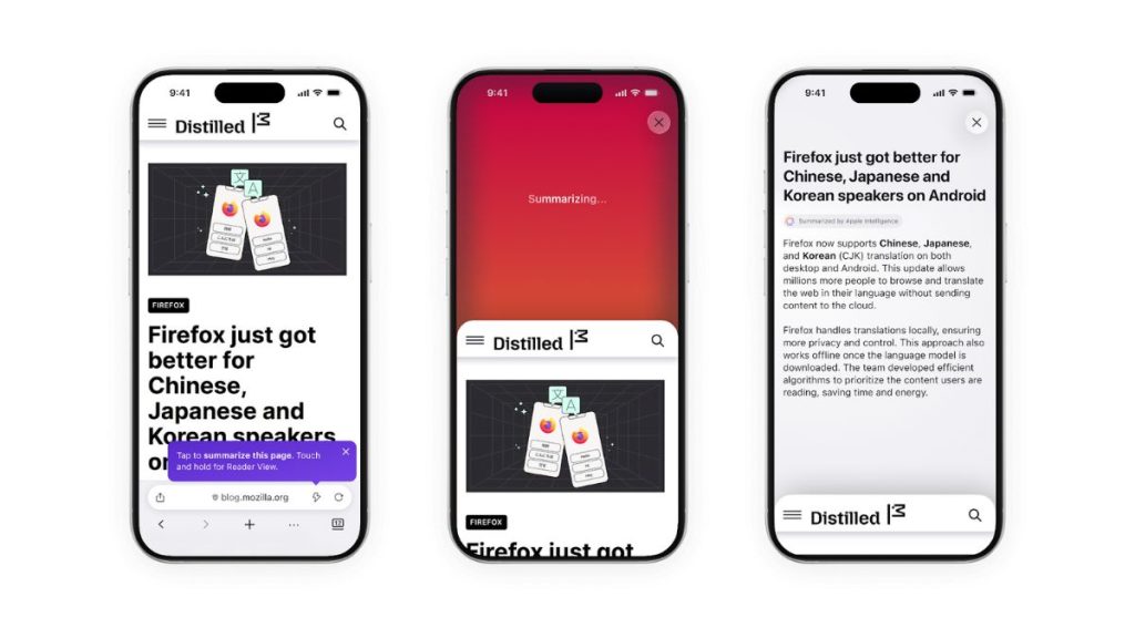 Firefox AI page summaries