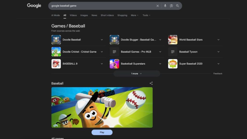 Google Baseball Doodle