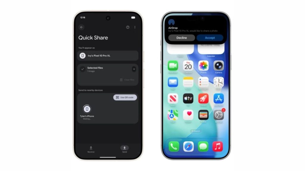 QuickShare now works with Airdrop