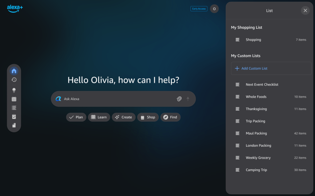 alexa.com Interface