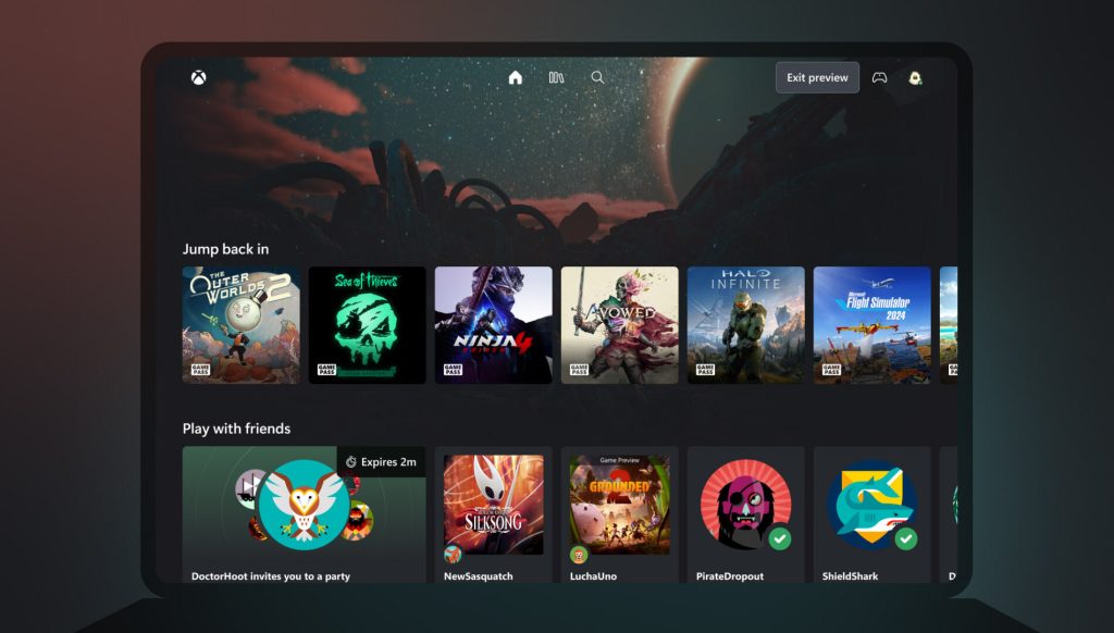 refreshed web interface for Xbox Cloud Gaming
