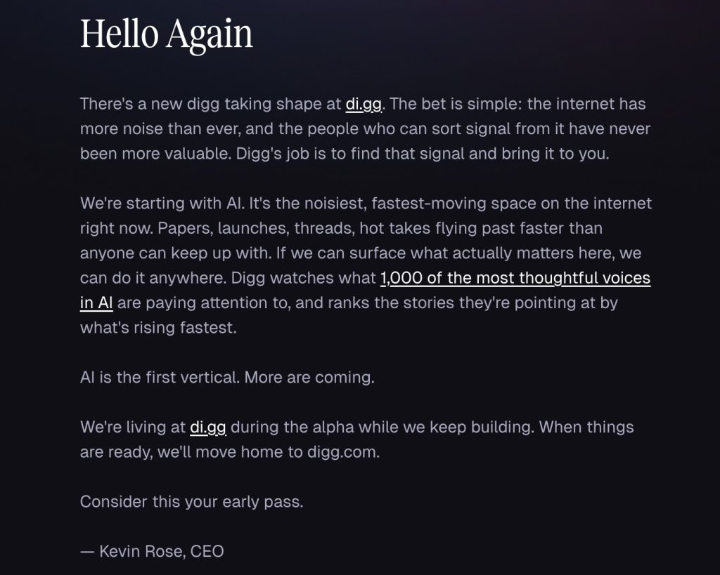 Digg Is Back Again