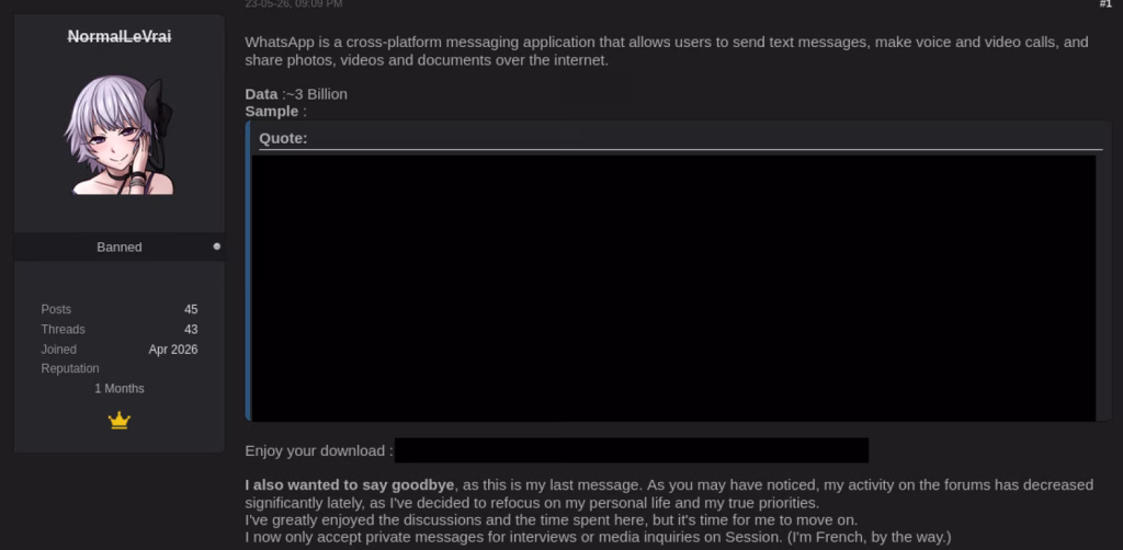 Hacker reportedly leaked millions of WhatsApp user records