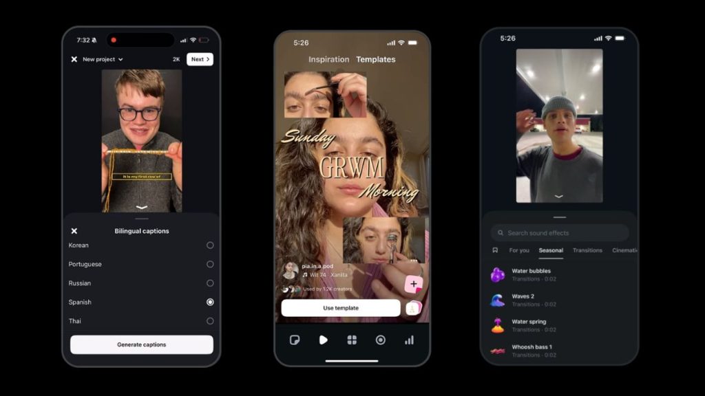 Edits Gets Bilingual Captions, Better Templates, and New Editing Features